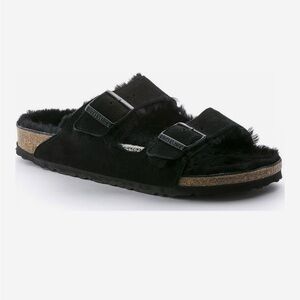 BIRKENSTOCK ARIZONA SHEARLING SUEDE LEATHER SANDAL [NARROW]